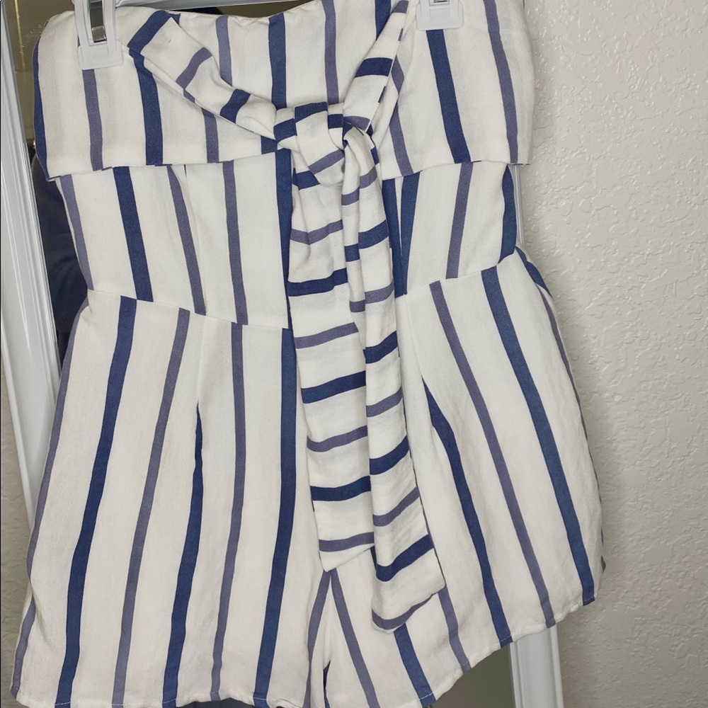 Blue and white romper